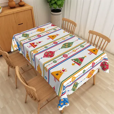 Abstract Elk Stanta Christmas Tree Repeat Tablecloth - Aperturee