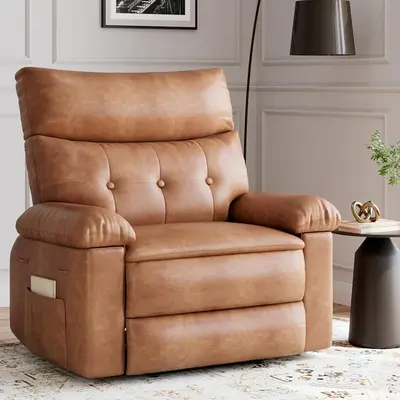 Garvee Oversized Wide Massage Recliner Chair, PU Leather Large Manual Recliner for Adults, Ultimate Comfort Lazy Boy with 1.5...