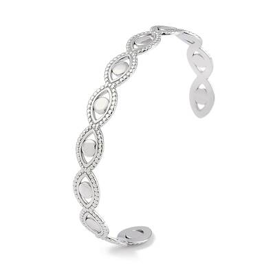 Non-Tarnish 304 Stainless Steel Hollow Eye Open Cuff Bangles for Women