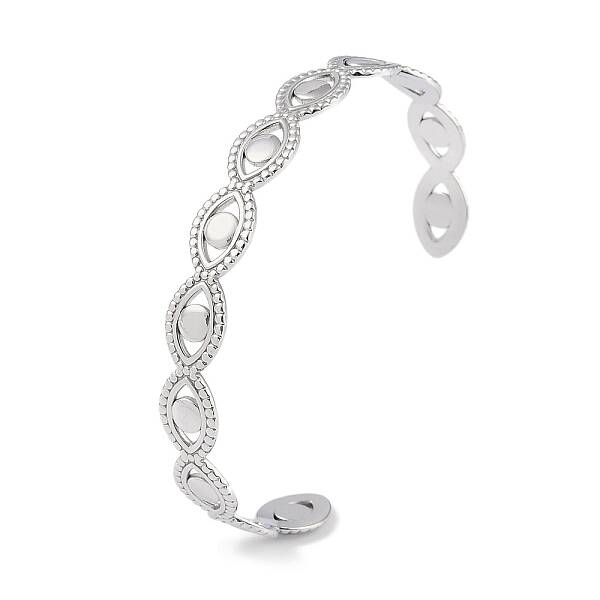 Non-Tarnish 304 Stainless Steel Hollow Eye Open Cuff Bangles for Women
