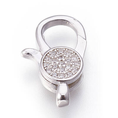 Brass Micro Pave Cubic Zirconia Lobster Claw Clasps