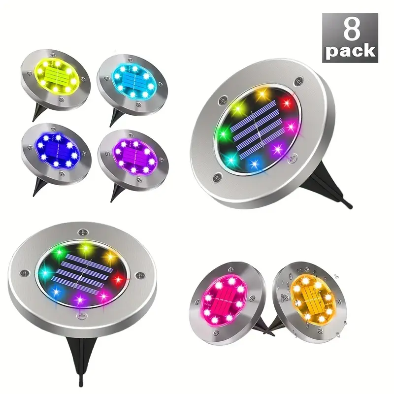 Solar Powered Ground Light, Color Changing Solar Ground Light, Waterproof Solar Disc Light, Outdoor Landscape Light For Pathw...