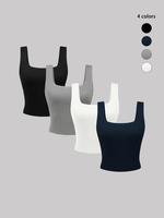 Women's Solid Ribbed Tank Top, Casual Sleeveless Top for Daily Wear, Ladies Clothes for All Seasons, Tank Tops for Women, Wom...