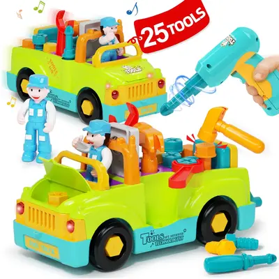 HOLA Tool Truck Toddler Toys with Electric Drill, Developmental Toys Baby Toy with Light Music and Motor Activities, 2 Years ...