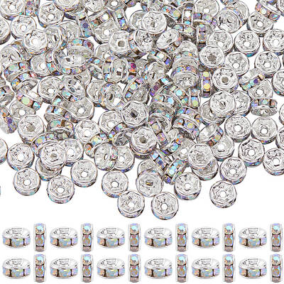 200Pcs Brass Rhinestone Spacer Beads
