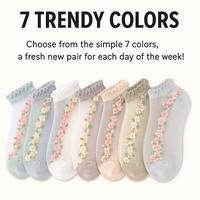 Floral Lace Women's Spring Summer Ankle Socks [10-pair pack] - Cute Cotton Sole Sweat-Wicking Breathable Socks (One size) - [...