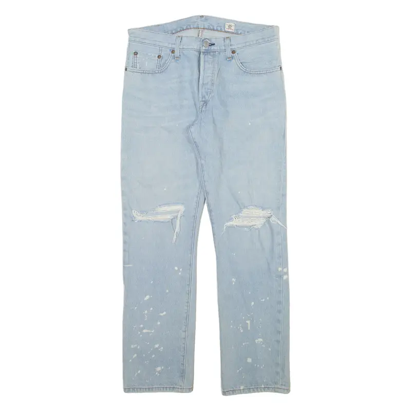 LEVI'S 501 Jeans Distressed Womens Blue Regular Straight W28 L30