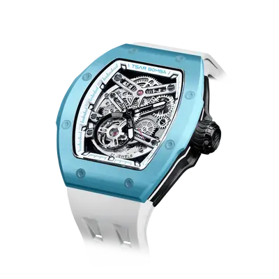 TSAR BOMBA Men's Automatic Watch | Light Blue | Skeleton Mechanical Wristwatch | Stainless Steel Case | 5ATM Waterproof Luxur...