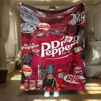 Retro Dr. Pepper Soft Throw Blanket – Vintage Beverage Pattern Blanket for Air-Conditioned Rooms, Cozy Nap Blanket for Home...