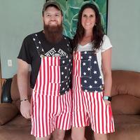 Lightweight American Flag Bib Overalls for Men and Women – Breathable Patriotic Jumpsuit for Couples Perfect for 4th of Jul...
