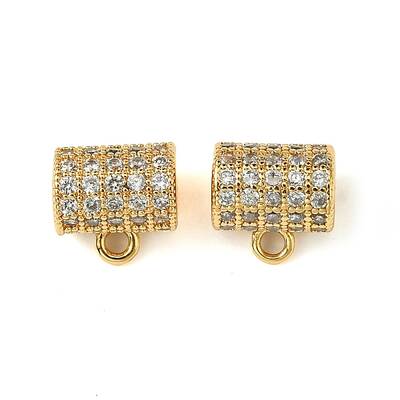 Brass Brass Micro Pave Cubic Zirconia Tube Bails