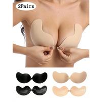 2Pairs Sticky Bra Invisible Push-Up Breast Lift Silicone Backless Nipple Covers Self Adhesive Strapless Mango-Shaped Bra