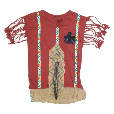 Womens Printed Top Maroon V-Neck Crazy Pattern M