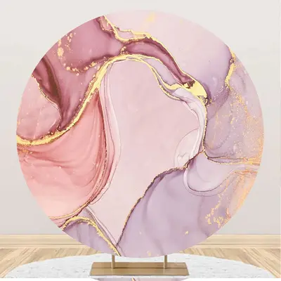 Round Gold Pink Abstract Marble Texture Backdrop