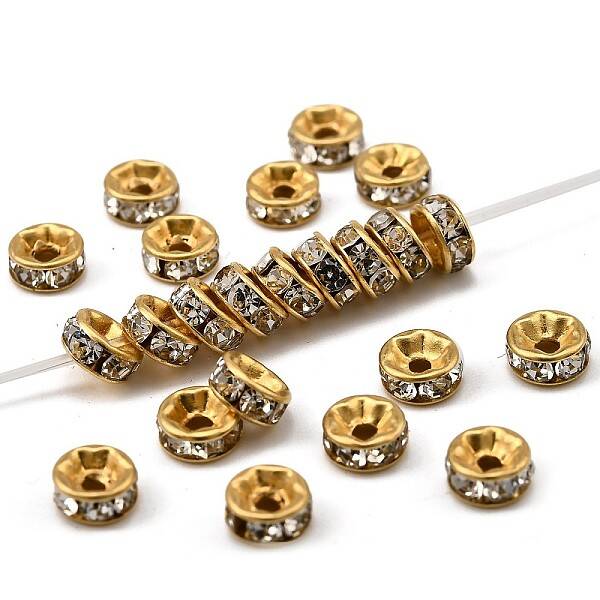 Brass Rhinestone Spacer Beads