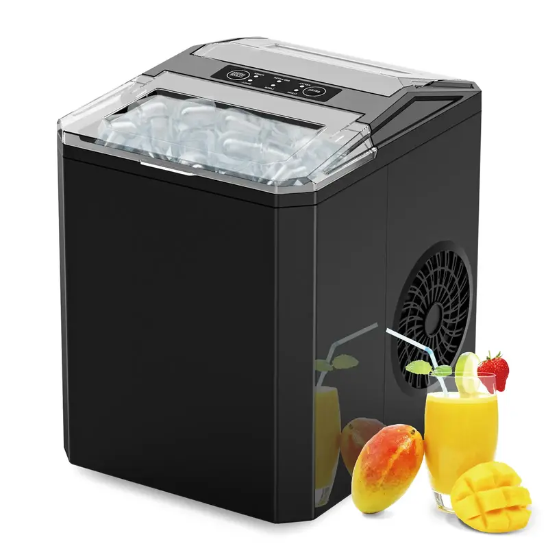 Countertop Ice Maker, Portable Ice Machine Self-Cleaning with Scoop, Basket and Handle, 9 Cubes in 6 Mins, 2 Sizes of Bullet ...