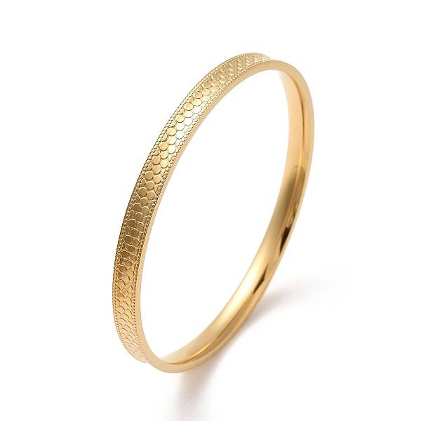Ion Plating(IP) 304 Stainless Steel Bangles with Dragon Scales Pattern