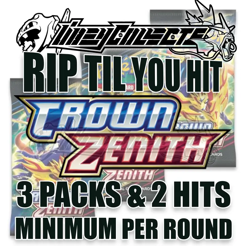 RIP TIL YOU HIT! Crown Zenith Booster Packs! 3 Packs Minimum. Pull a V or Better!