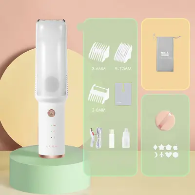 Baby Electric Vacuum Hair Trimmer Clipper USB Rechargeable Ceramic Cutter IPX7 Waterproof Baby Low Noise Hair Trimmer | Color...