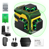 Laser Level, 3x360° Cross Line Laser for Construction and Picture Hanging, 12 Green Lasers with Self-leveling, 3D Vertical &...