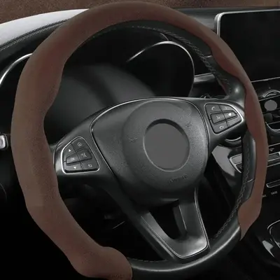 Solid Color Faux Fur Car Steering Wheel Cover, Non-slip & Wear-resistant Car Steering Wheel Protector, Universal Car Accessor...