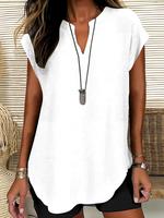 Women's Plain Notched Neck Blouse, Casual Elegant Top for Summer, Ladies Clothes for Daily Wear, Shirts