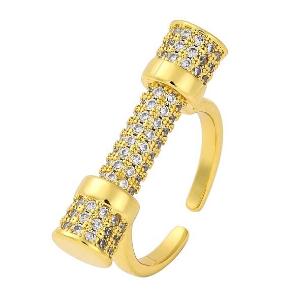 Rack Plating Brass Micro Pave Cubic Zirconia Cuff Rings for Women