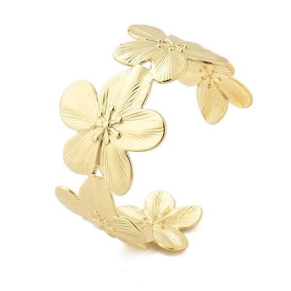 Flower Brass Cuff Open Bangles