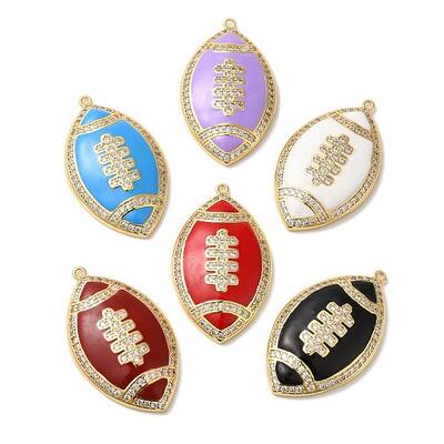 Rack Plating Brass Enamel with Cubic Zirconia Pendant