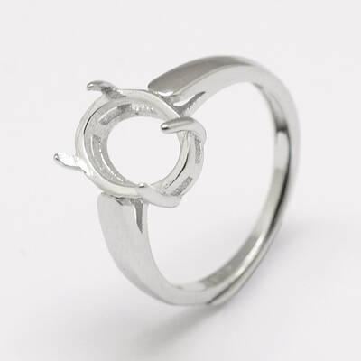 Anti-Tarnish Adjustable Rhodium Plated 925 Sterling Silver Solitaire Ring Settings