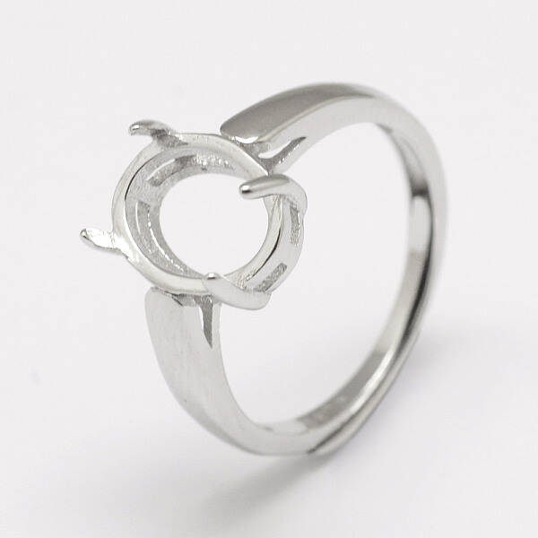 Anti-Tarnish Adjustable Rhodium Plated 925 Sterling Silver Solitaire Ring Settings