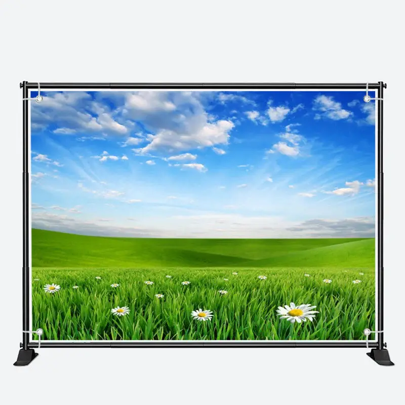 Floral Green Grassland Blue Sky Spring Backdrop - Aperturee