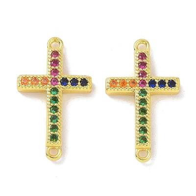 Real 18K Gold Plated Brass Micro Pave Cubic Zirconia Connector Charms