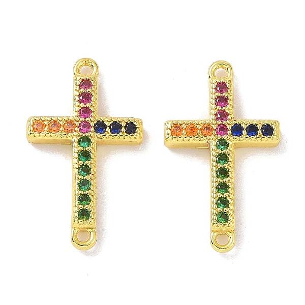 Real 18K Gold Plated Brass Micro Pave Cubic Zirconia Connector Charms