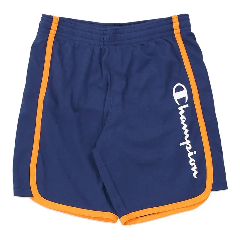 Age 11-12 Champion Spellout Sport Shorts - Large Navy Polyamide