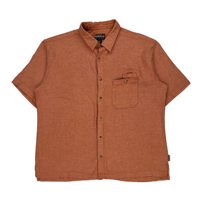 Woolrich Short Sleeve Shirt - XL Brown Cotton Blend