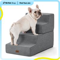 #cozyvibes#petlife Made4Pets Dog Steps for Bed, Extra Wide Dog Stairs for High Bed Couch Sofa, 35D Foam Pet Steps for Small D...