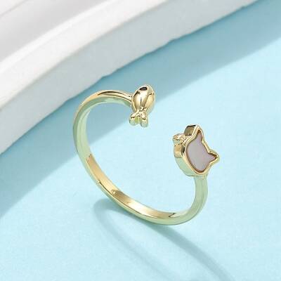 Brass Enamel Cuff Rings for Women