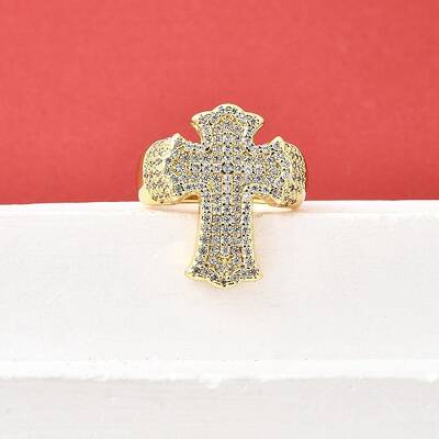Brass Micro Pave Cubic Zirconia Cuff Rings for Women