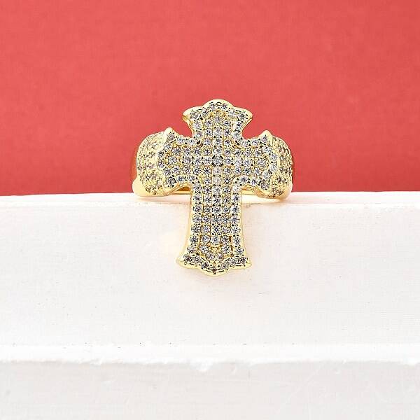Brass Micro Pave Cubic Zirconia Cuff Rings for Women