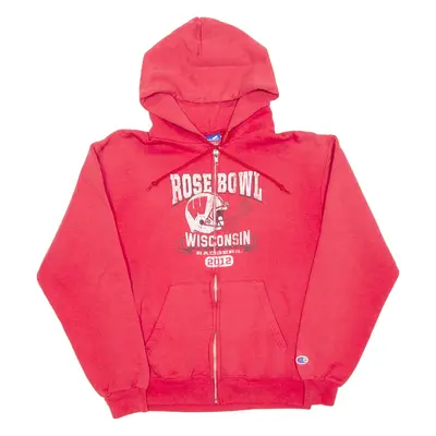 CHAMPION Wisconsin Mens Red Hoodie Full Zip USA S