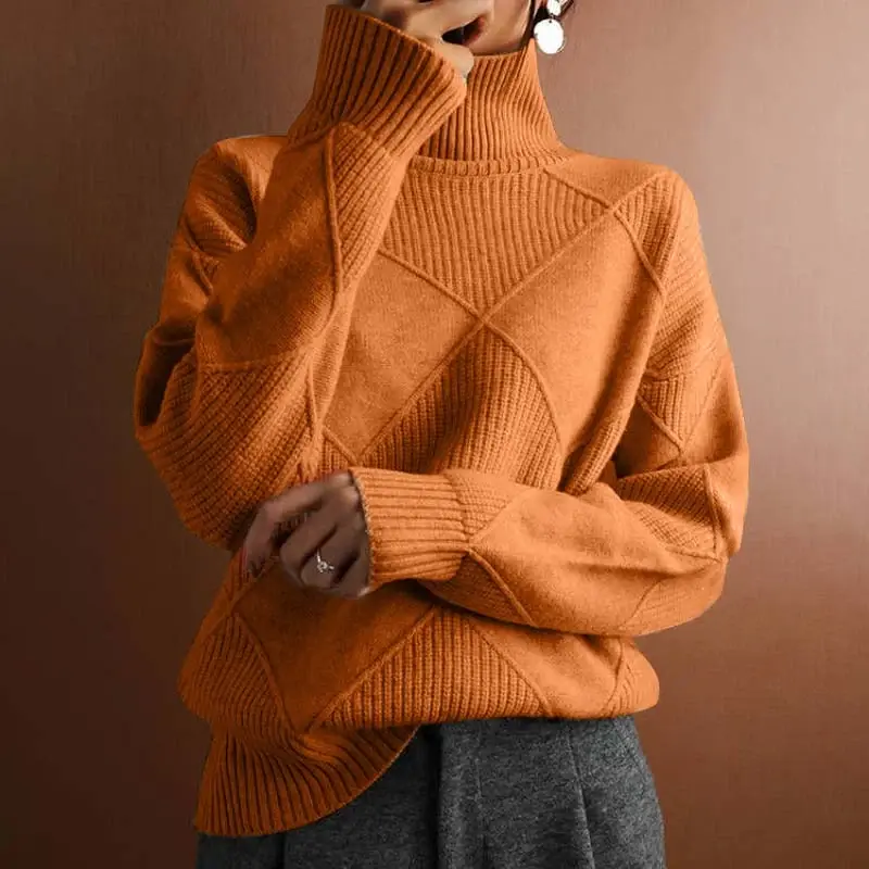 Erica | Textured Turtleneck Knit Sweater