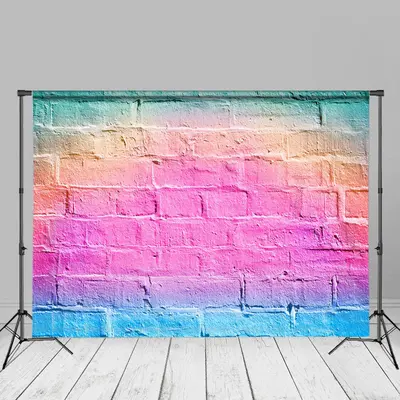 Rainbow Candy Pastel Brick Wall Portrait Backdrop - Aperturee