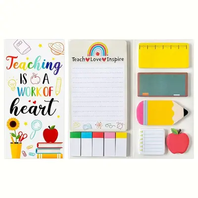 Rainbow Teacher Sticky Note Set, 1 Set Self-adhesive DIY Stickers, Appreciation Gift Writing Memo Pads for School & Office Su...