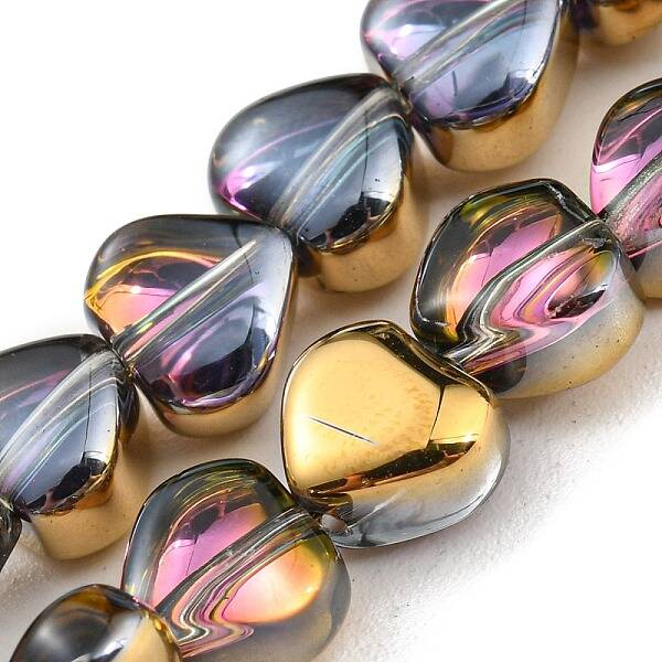 Half Plated Electroplate Transparent Glass Beads Strands