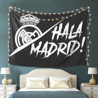 Hala Madrid! Velvet Wall Tapestry - Black & White with Crown and Sword Design, Perfect for Living Room, Bedroom, Office, or P...