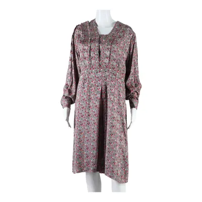 Womens A-Line Dress Grey Geometric Long Sleeve Knee Length L