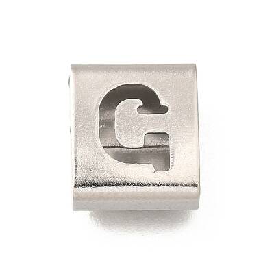 Letter Style 304 Stainless Steel Square Slide Charms
