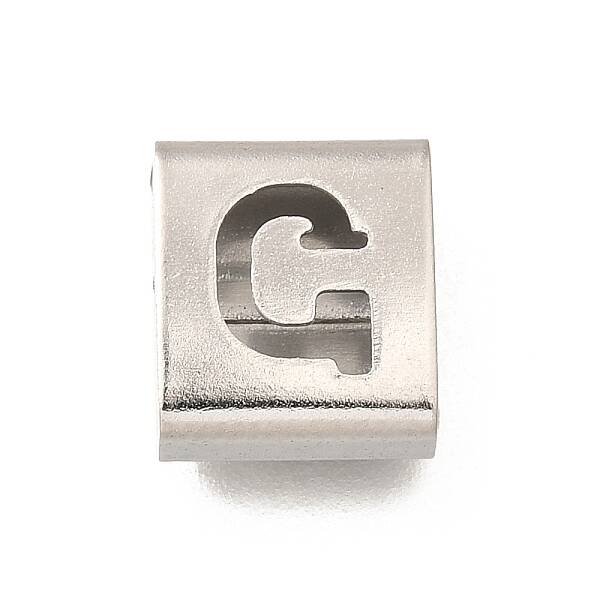 Letter Style 304 Stainless Steel Square Slide Charms