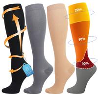 ISUNIE Sports Socks for Men and Women - 4 Pairs Socks - 15-20 mmHg, Comfortable & Durable, All Seasons,Unisex, Summer Turn-Up...